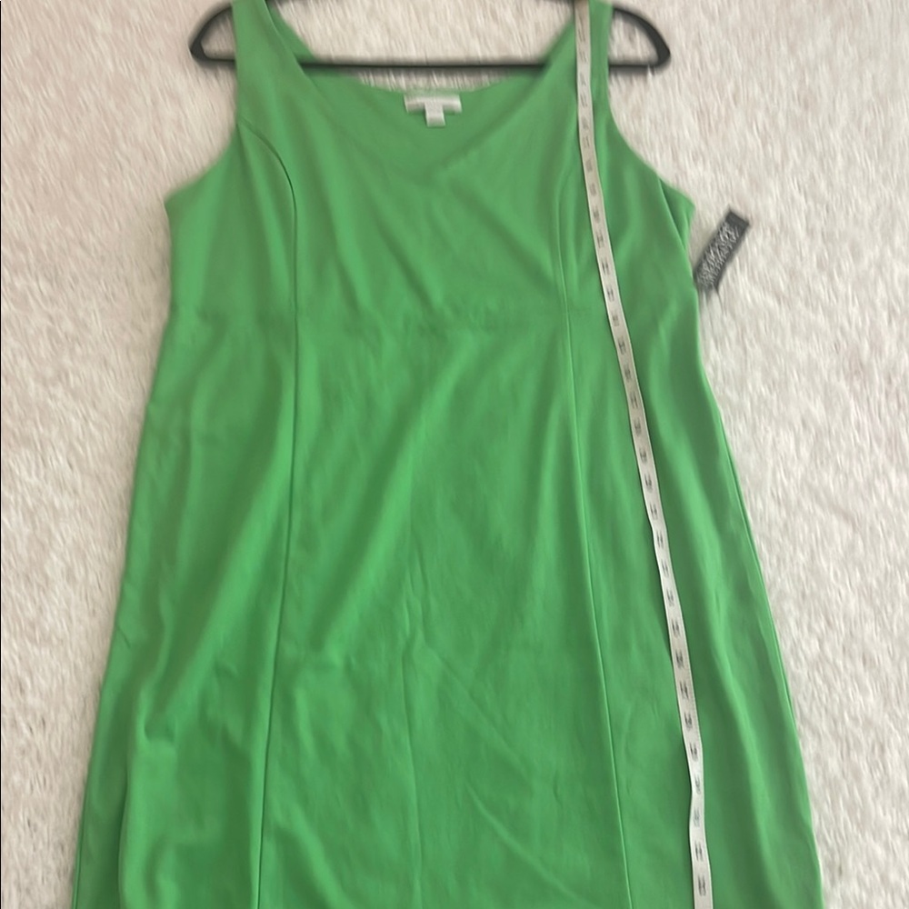 New York & Company Lime Green V-Neck Cotton Sleeveless Dress -size L - Picture 8 of 9